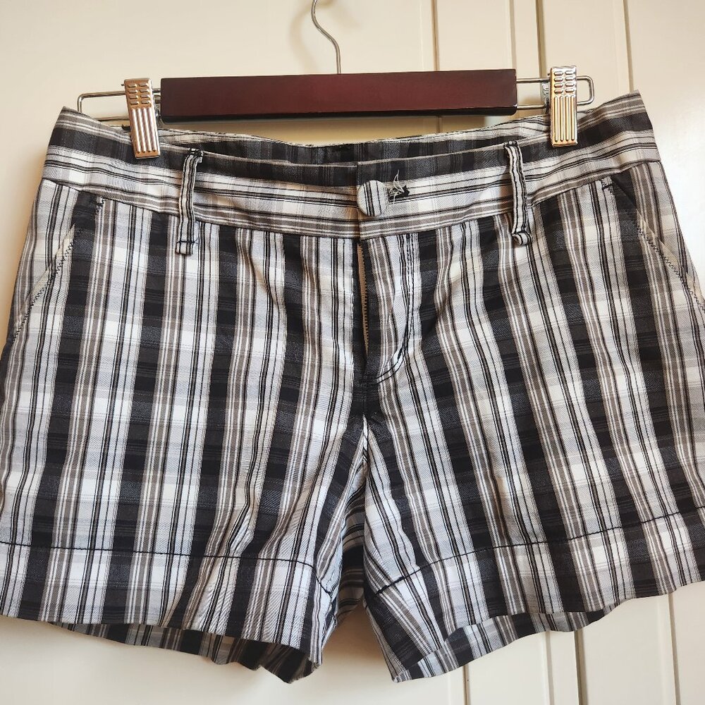 Boutique Jacob 100% Cotton Madras Shorts Black Grey Plaid Size Small